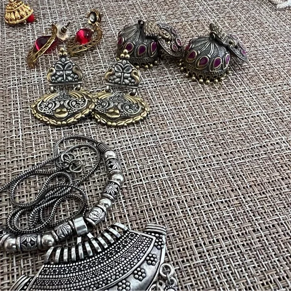 Lots of ethnic earring lot jhumka gold silver anklet - Picture 3 of 5